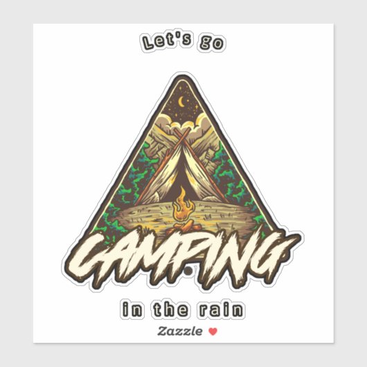 Laten we gaan kamperen in de regensticker sticker (Vel)