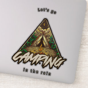 Laten we gaan kamperen in de regensticker sticker
