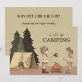 Laten we gaan kamperen - kampeerders, kampvuur, te kaart (Voorkant / Achterkant)