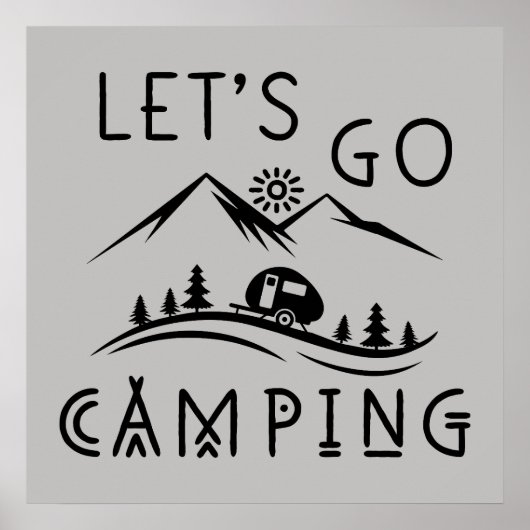 Laten we gaan kamperen met woordkunst poster (Voorkant)