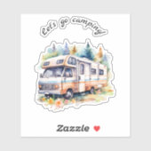Laten we gaan kamperen Retro Camper Sticker (Vel)