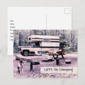 Laten we gaan kamperen, Retro-reizen Uitnodiging Briefkaart (Voorkant / Achterkant)