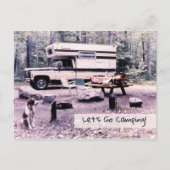 Laten we gaan kamperen, Retro-reizen Uitnodiging Briefkaart (Voorkant)