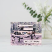 Laten we gaan kamperen, Retro-reizen Uitnodiging Briefkaart (Staand voorkant)