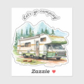 Laten we gaan kamperen Retro RV Camper Sticker (Vel)