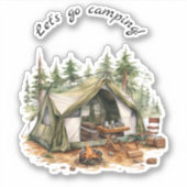 Laten we gaan kamperen Retro Tent Sticker (Voorkant)