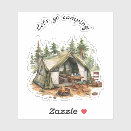 Laten we gaan kamperen Retro Tent Sticker (Vel)