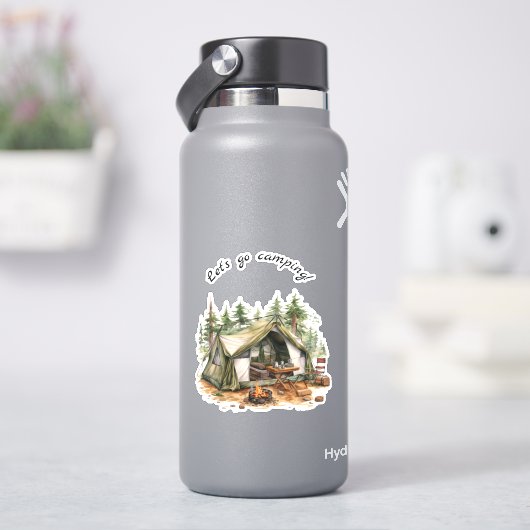 Laten we gaan kamperen Retro Tent Sticker (HydroFlask)