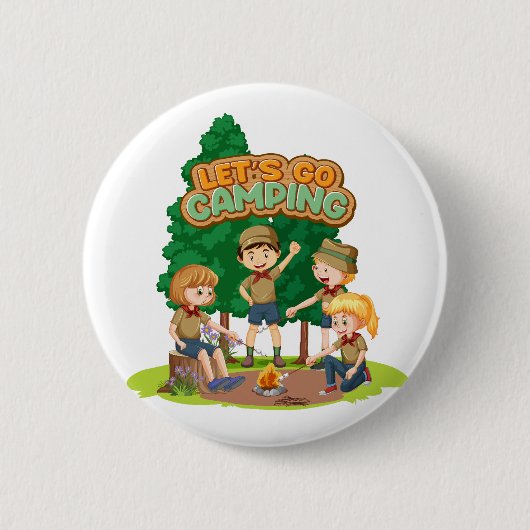 Laten we gaan kamperen  ronde button 5,7 cm (Voorkant)