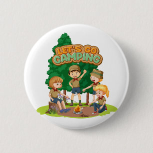 Laten we gaan kamperen  ronde button 5,7 cm
