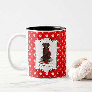 Laten we gaan! Krulharige retriever hond (lever) w Tweekleurige Koffiemok