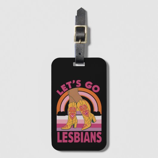 Laten we gaan lesbiennes LGBTQ Pride Maand Cowgirl Bagagelabel (Voorkant (verticaal))
