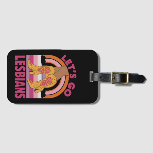 Laten we gaan lesbiennes LGBTQ Pride Maand Cowgirl Bagagelabel (Voorkant (horizontaal))