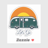 Laten we gaan! Leuke vintage camper RV Sticker (Vel)
