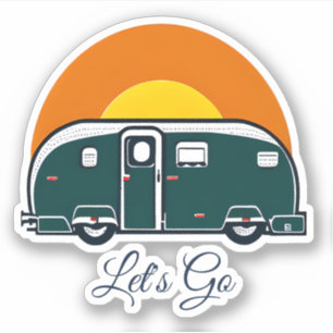 Laten we gaan! Leuke vintage camper RV Sticker