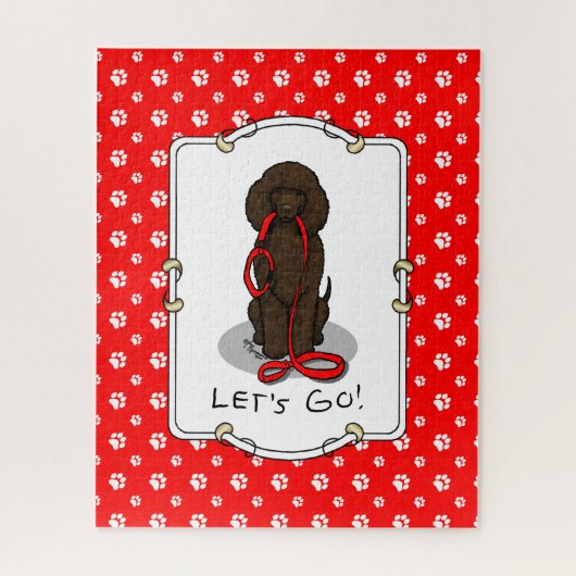 Laten we gaan! Loop Ierse Water Spaniel hond (leve Legpuzzel (Verticaal)