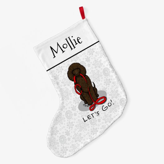 Laten we gaan! Loop Irish Water Spaniel hond (leve Grote Kerstsok (Achterkant (Hangend))