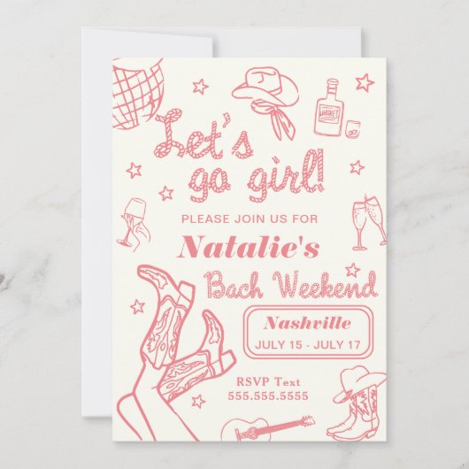 Laten we gaan, meid, Nashville vrijgezellenfeest r Kaart (Voorkant)