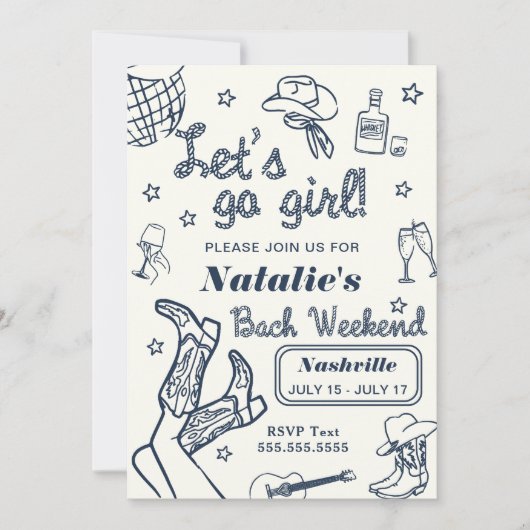 Laten we gaan, meid, Nashville vrijgezellenfeest r Kaart (Voorkant)