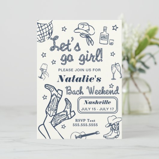 Laten we gaan, meid, Nashville vrijgezellenfeest r Kaart (Staand voorkant)