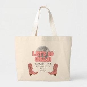 Laten we gaan Meiden Disco Cowgirl Vrijgezellenfee Grote Tote Bag