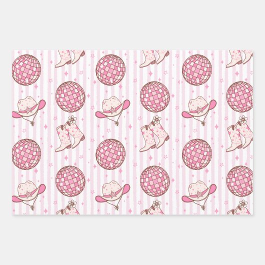 Laten we gaan Meiden Disco Cowgirl vrijgezellenfee Inpakpapier Vel (Voorkant 3)