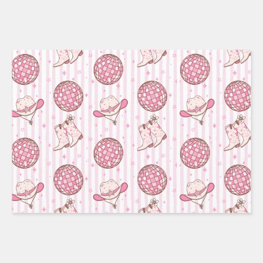 Laten we gaan Meiden Disco Cowgirl vrijgezellenfee Inpakpapier Vel (Voorkant 2)