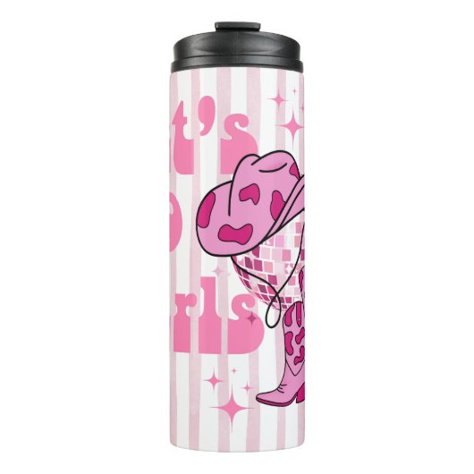 Laten we gaan Meiden Disco Cowgirl vrijgezellenfee Thermosbeker (Voorkant)
