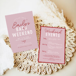 Laten we gaan Meiden Modern Roze en Rood Bachelore Kaart