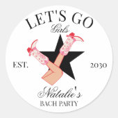 Laten we gaan Meiden Persoonlijke Cowgirl Bachelor Ronde Sticker (Voorkant)