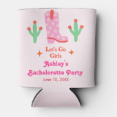 Laten we gaan Meiden Roze Cowgirl vrijgezellenfees Blikjeskoeler (Voorkant)