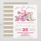 Laten we gaan, meiden! Roze Disco, Country Bachelo Kaart (Voorkant / Achterkant)