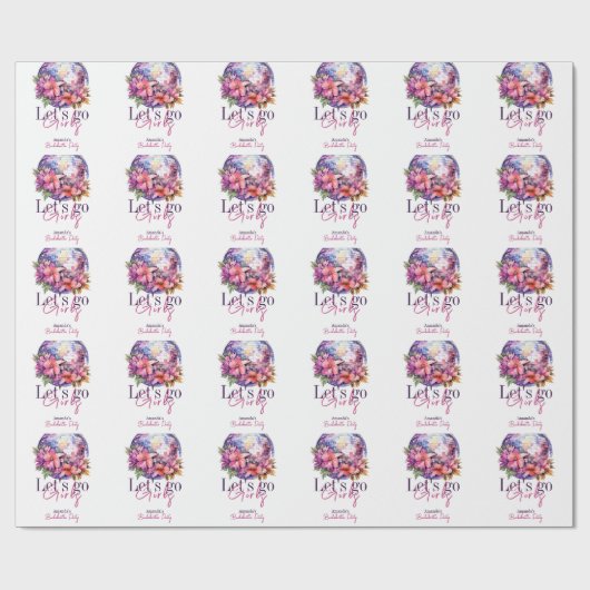 Laten we gaan Meiden Roze Laatste Disco Bacheloret Cadeaupapier (Vlak)