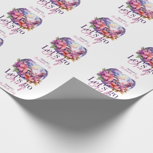 Laten we gaan Meiden Roze Laatste Disco Bacheloret Cadeaupapier (Hoek)