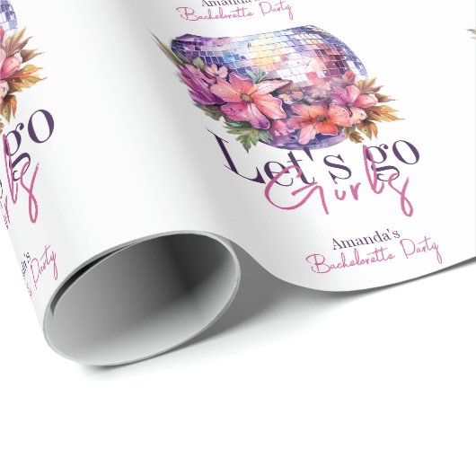 Laten we gaan Meiden Roze Laatste Disco Bacheloret Cadeaupapier (Rol Hoek)