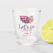 Laten we gaan Meiden Roze Laatste Disco Jonggezell Shot Glas (Voorkant)