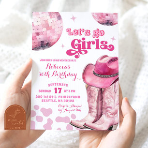 Laten we gaan Meiden Roze Ruimte Disco Cowgirl Ver Kaart
