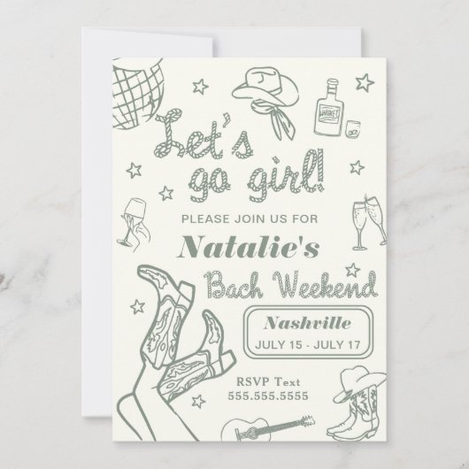 Laten we gaan meisje Nashville vrijgezellen uitsta Kaart (Voorkant)