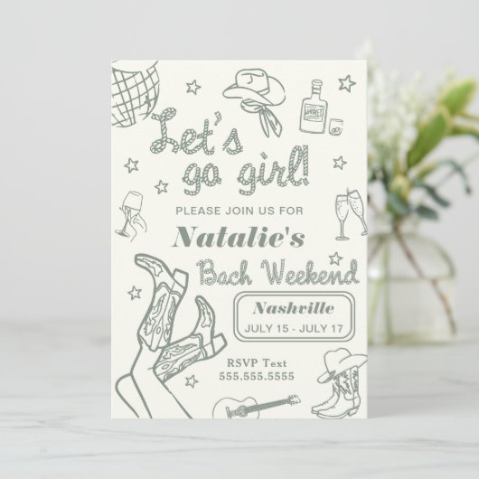 Laten we gaan meisje Nashville vrijgezellen uitsta Kaart (Staand voorkant)