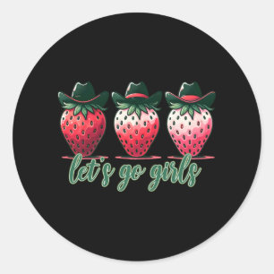 Laten we gaan Meisjes Bachelorette Feest Aardbeien Ronde Sticker