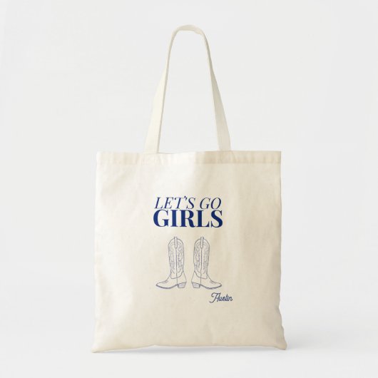 Laten we gaan meisjes cowgirl blauw Schattige Bach Tote Bag (Voorkant)