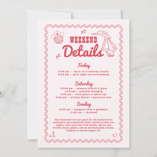 Laten we gaan Meisjes Cowgirl Rode Bachelorette Kaart (Achterkant)