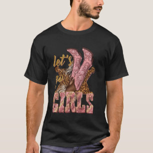 Laten we gaan Meisjes Luipaard Western Cowgirl Ret T-shirt
