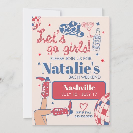 Laten we gaan meisjes Nashville Bachelorette Route Kaart (Voorkant)