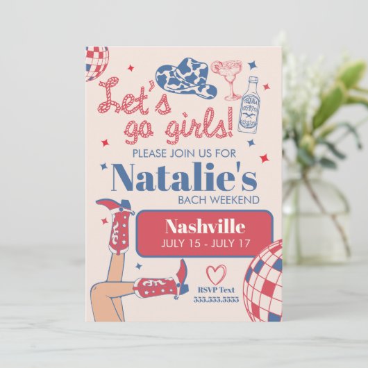 Laten we gaan meisjes Nashville Bachelorette Route Kaart (Staand voorkant)