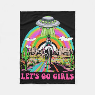 Laten we gaan Meisjes Retro Space Desert Cowgirl B Fleece Deken