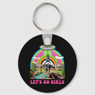 Laten we gaan Meisjes Retro Space Desert Cowgirl B Sleutelhanger
