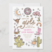 Laten we gaan Meisjes Rodeo Retro Disco Cowgirl Ve Kaart (Voorkant)