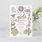 Laten we gaan Meisjes Rodeo Retro Disco Cowgirl Ve Kaart (Staand voorkant)