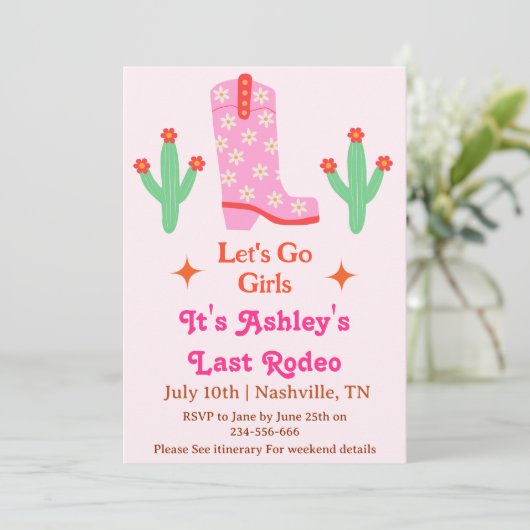 Laten we gaan meisjes roze cowgirl vrijgezellenfee kaart (Staand voorkant)